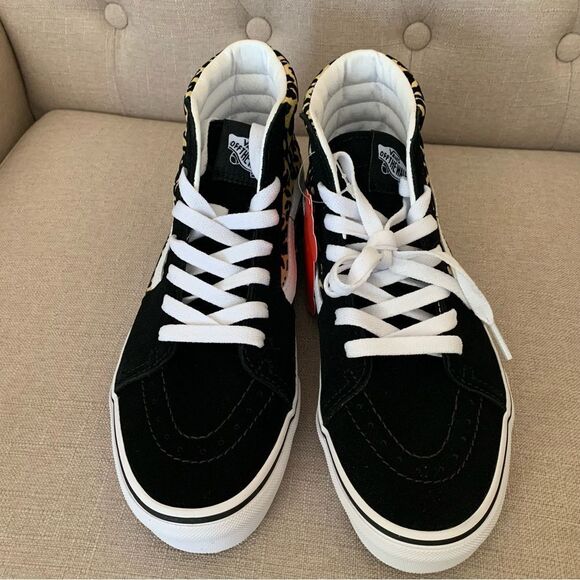 Vans Girls Leopard and Black Print Sneakers Size 5.5 - Picture 6 of 8